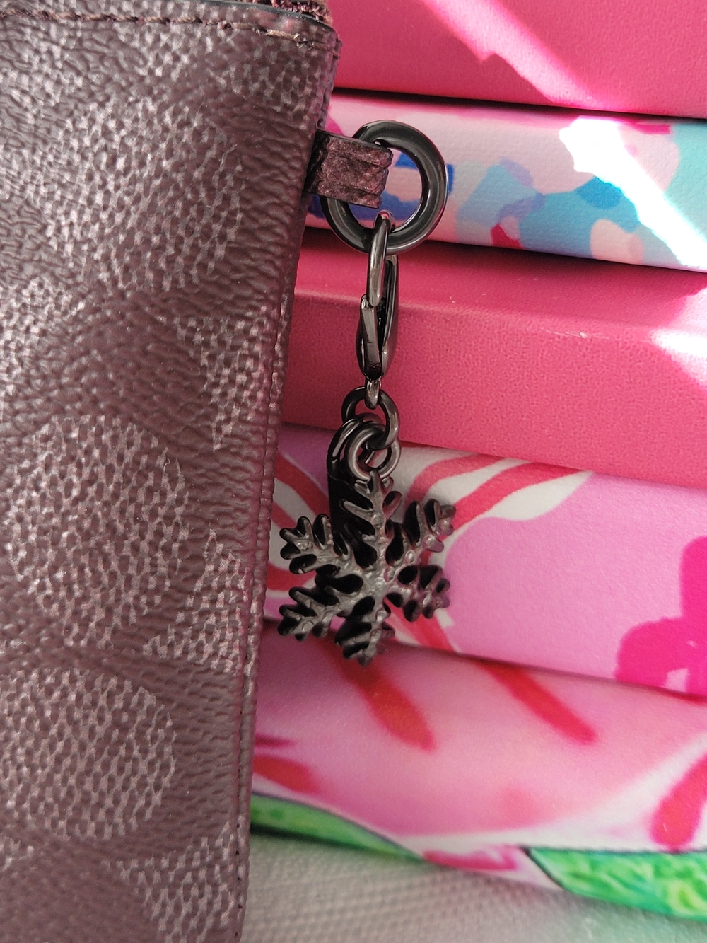 Coach Signature Wristlet in Pearlized Deep Plum with Limited Edition Charm - Picture 2 of 3